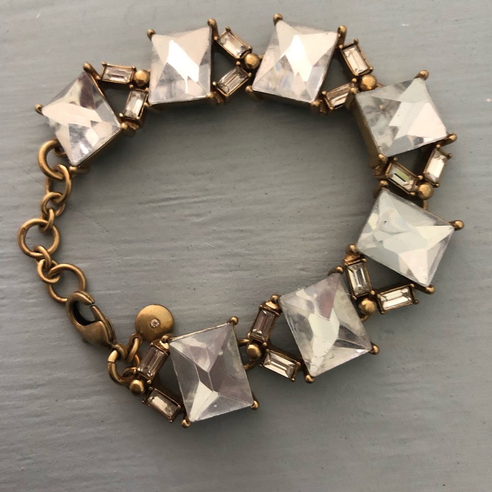 J. Crew Gold Rhinestone Link Bracelet - Picture 3 of 4